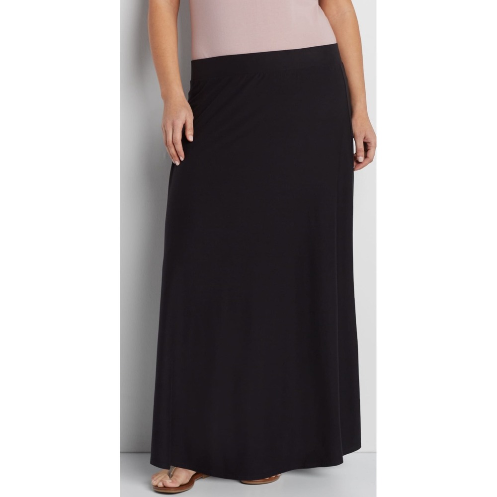 Kasper Womens Black Crepe Maxi Skirt Elastic Waist Career Casual Size S New (28)